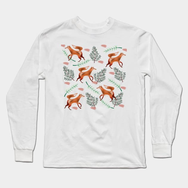 Fox in Foliage Long Sleeve T-Shirt by thewhimsicalrepose